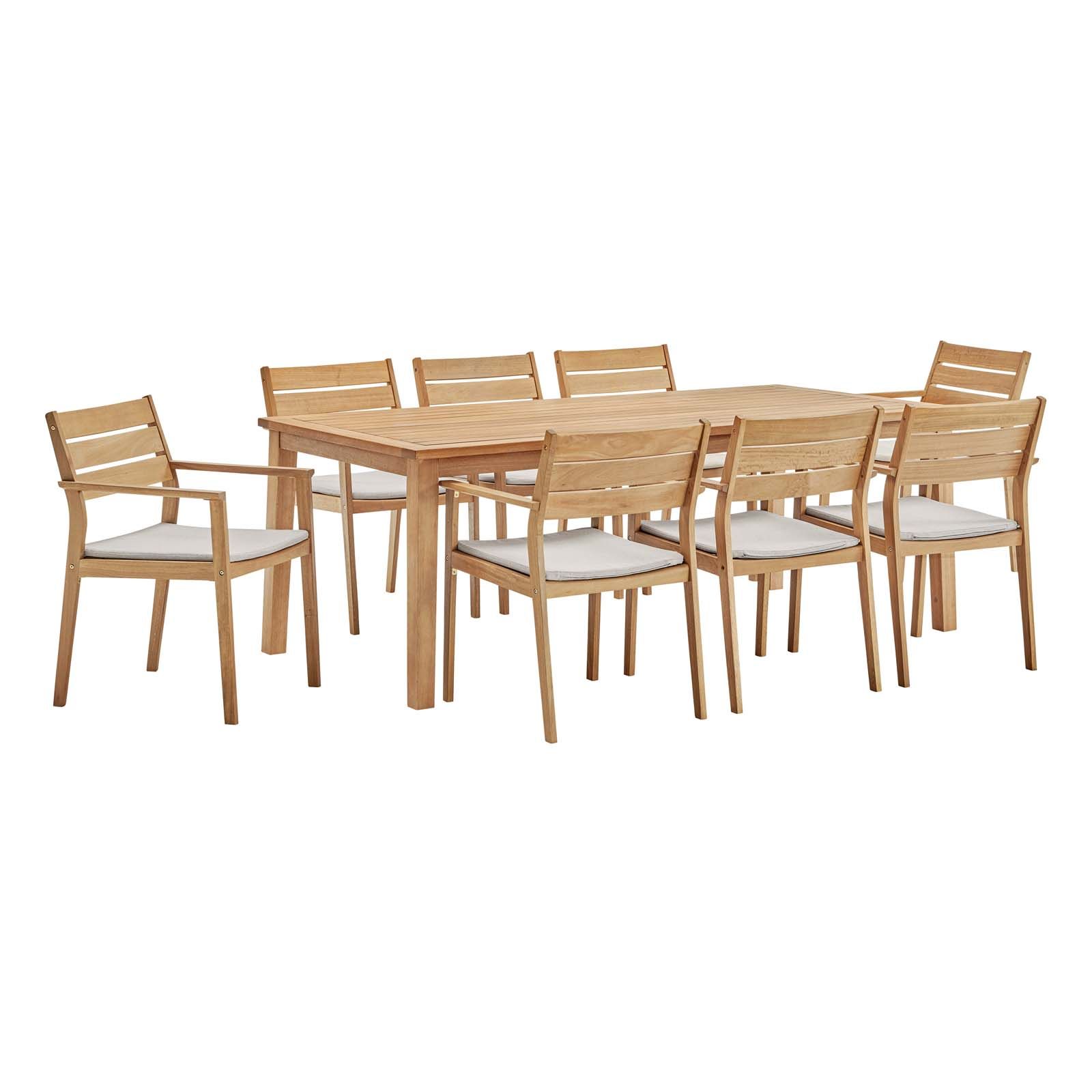 Viewscape 9 Piece Outdoor Patio Ash Wood Dining Set at allmine