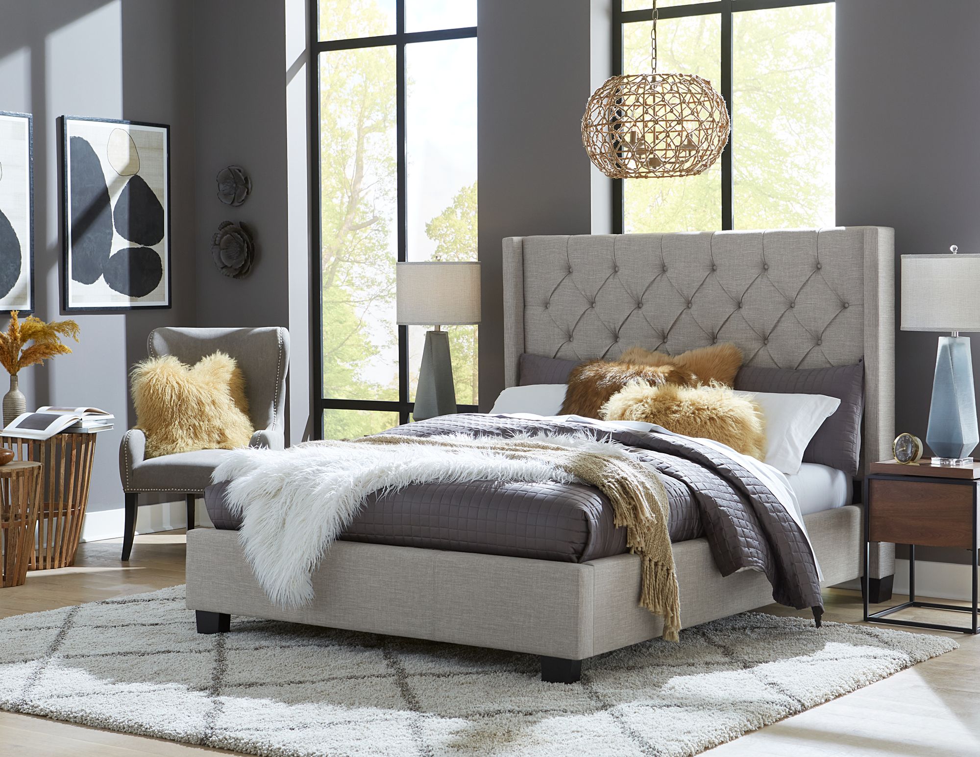 King size upholstered bed with footboard hotsell