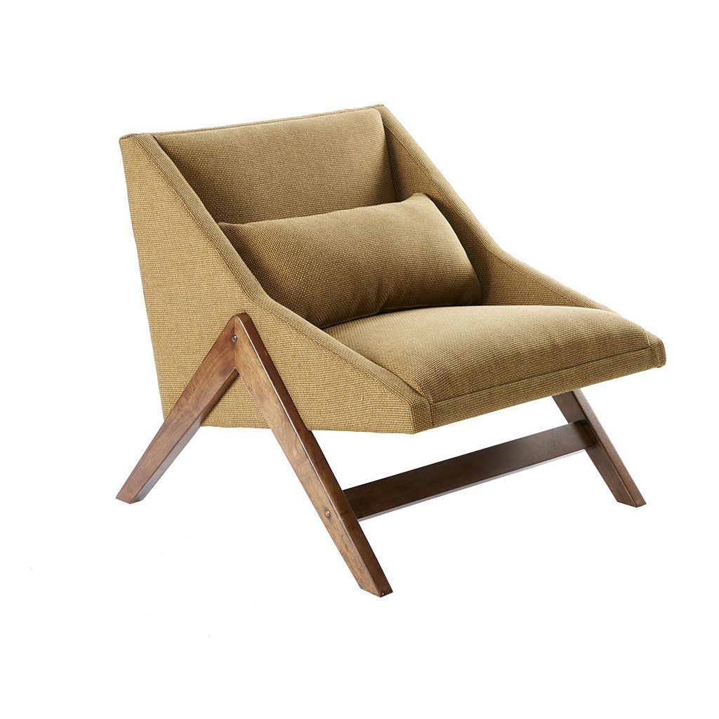 Ink+ivy Boomerang Mustard Yellow/pecan Accent Chair at allmine.com Ink+ivy Boomerang Mustard Yellow/pecan Accent Chair at allmine.com