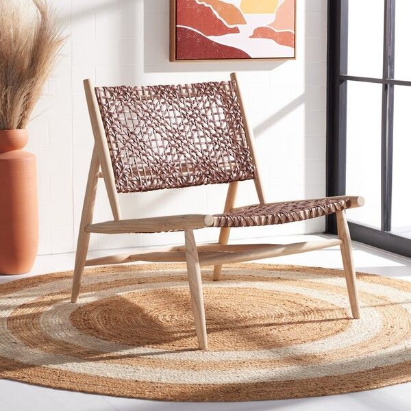 Bandelier leather deals weave accent chair