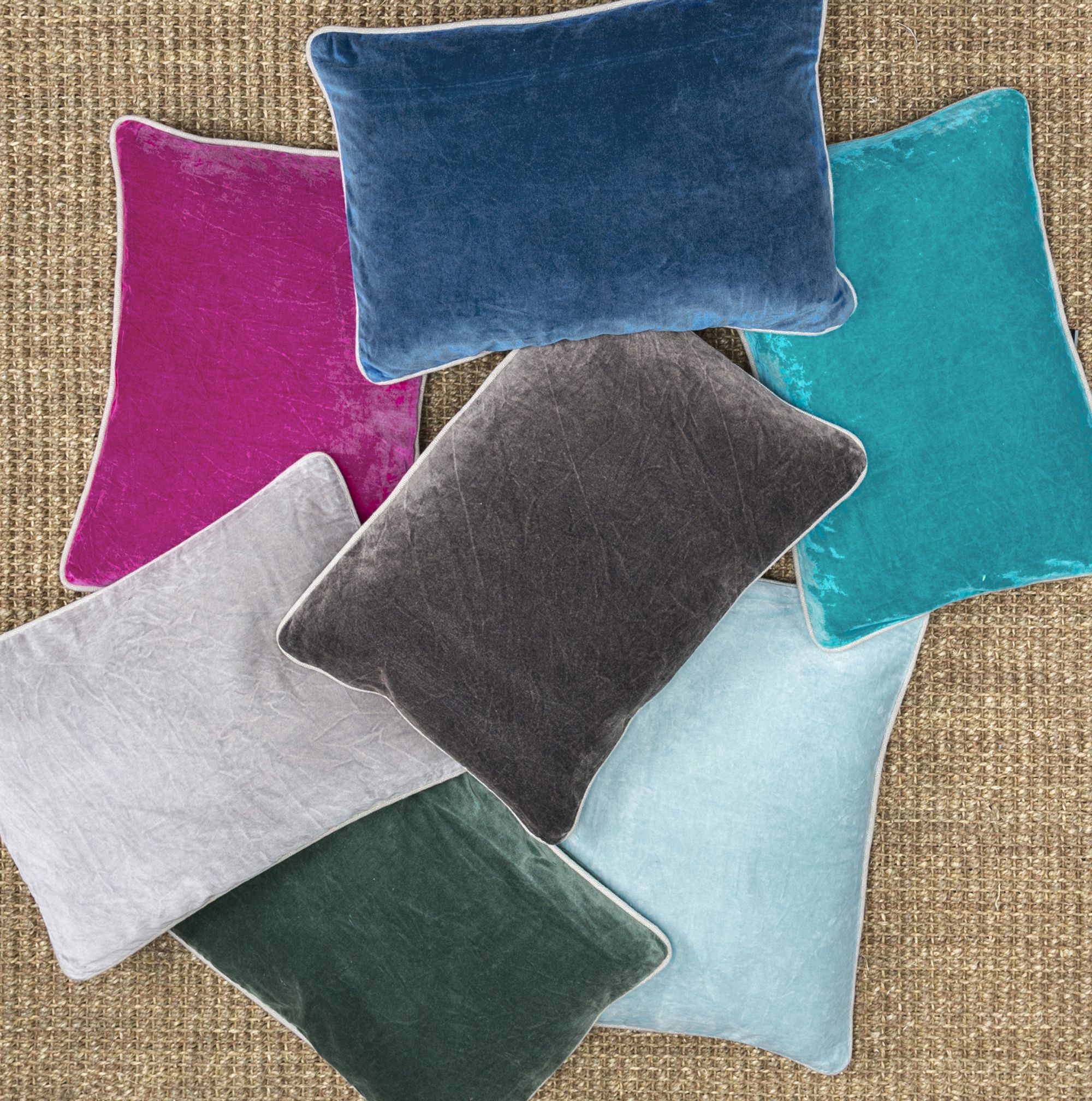 VIOLA  Grey, Teal, And Brown Patterned Throw Pillow