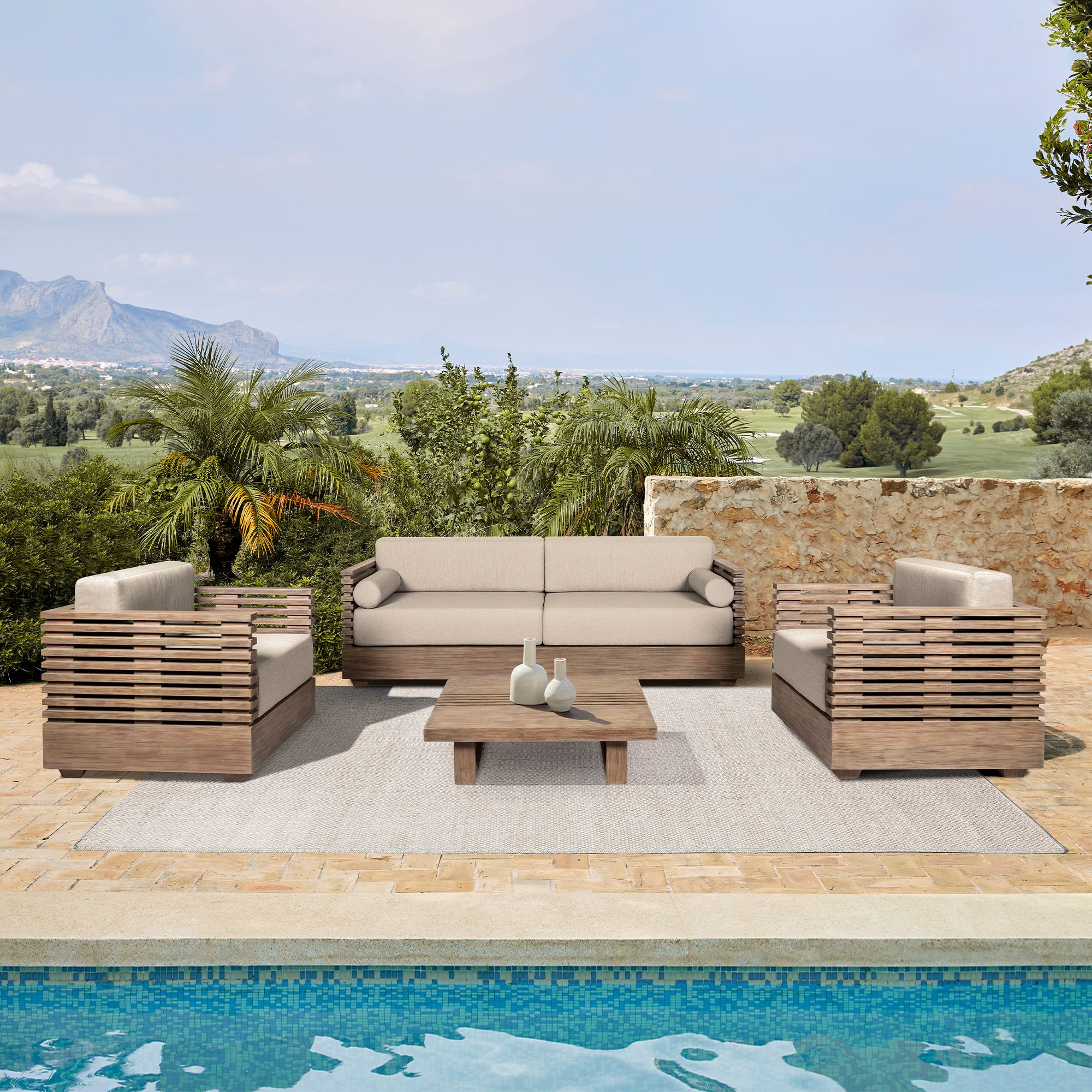 Eucalyptus wood outdoor table hotsell