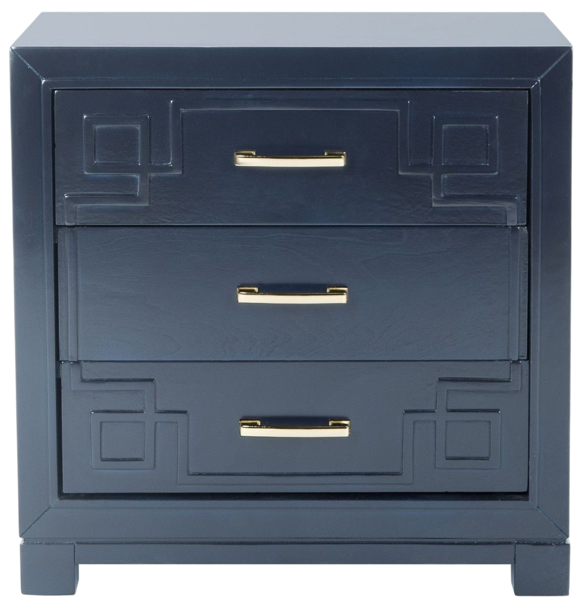 Raina Three Drawer Greek Key Night Stand at allmine.com