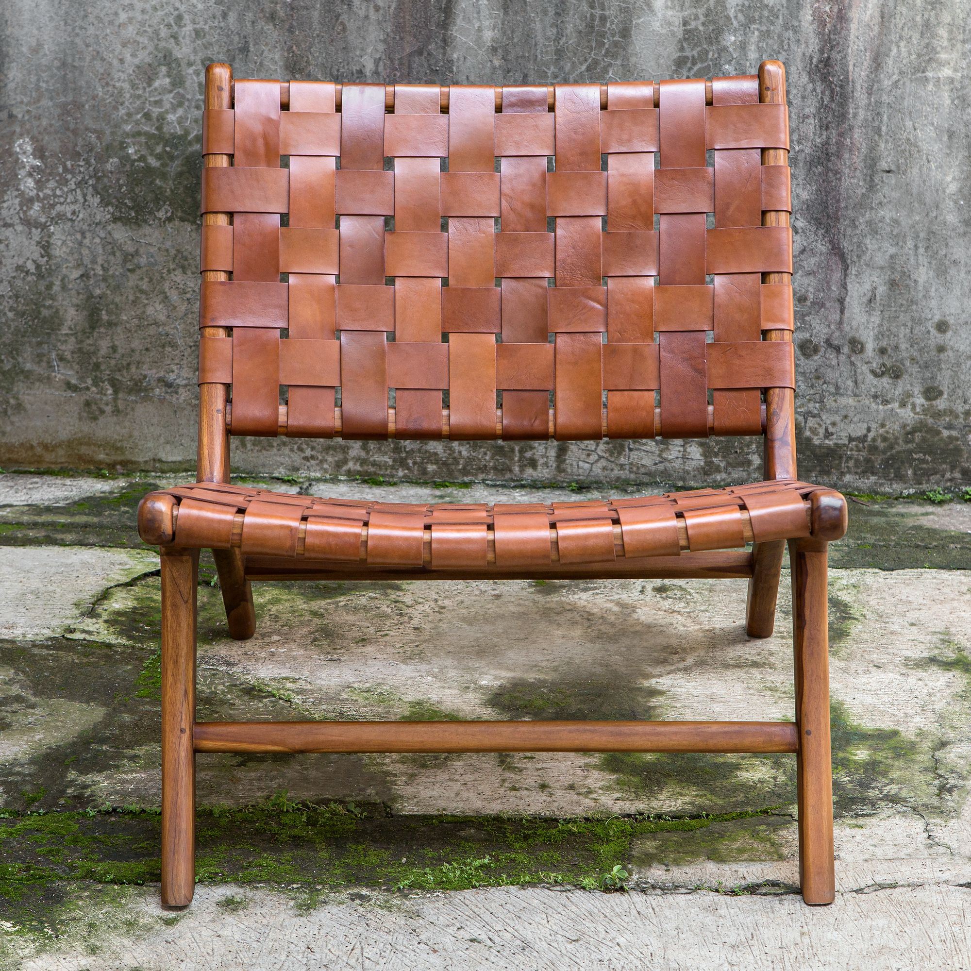 Leather weave accent online chair