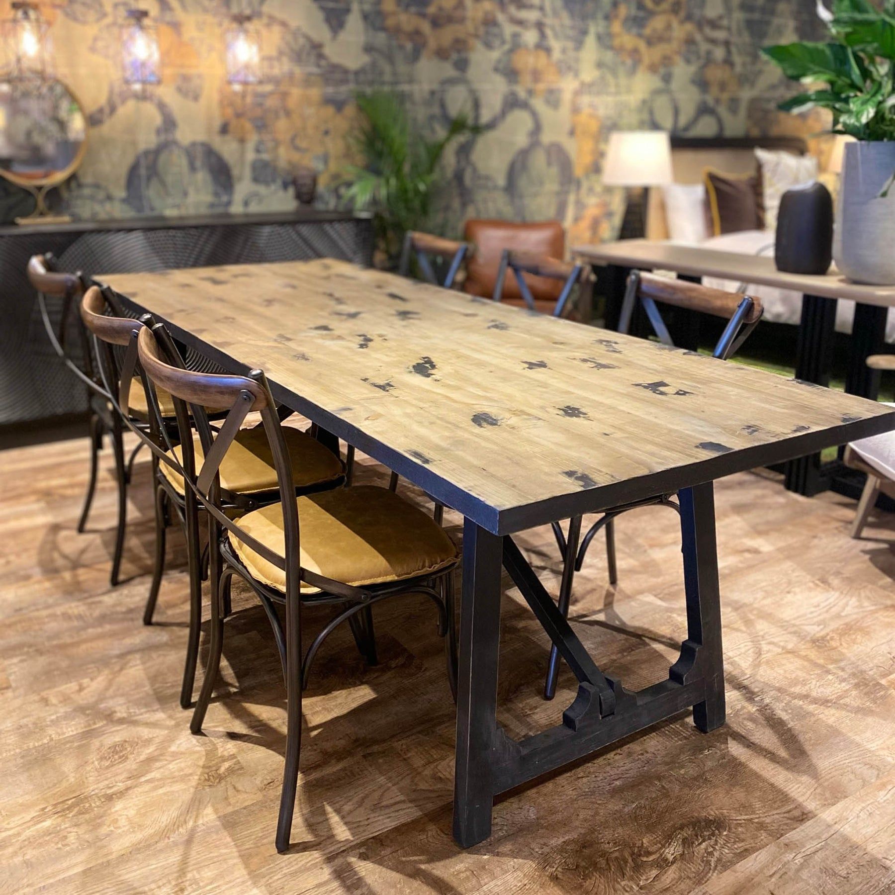 Pine and outlet black dining table