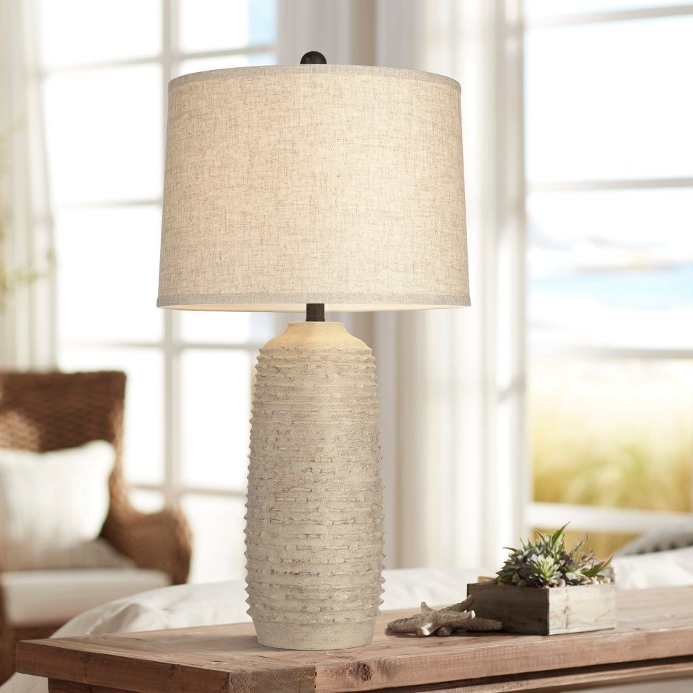 Amber Lewis Laken Small Desk Lamp in Hand-Rubbed Antique Brass and Natural  Rattan with White Shade