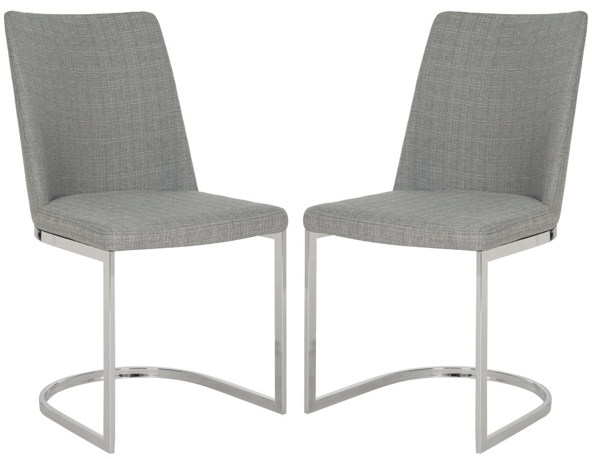 Stanley Dining Chair, Beige Fabric & Chrome legs