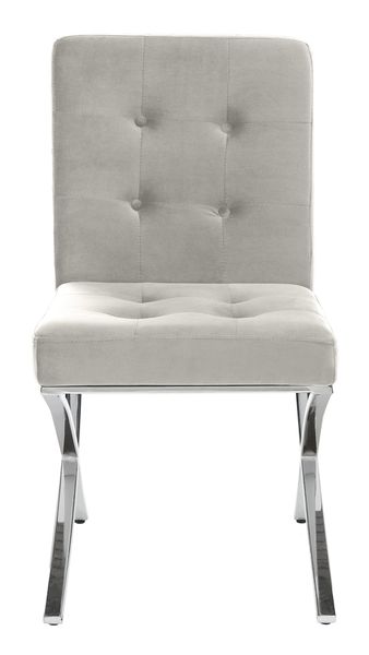 Stanley Dining Chair, Beige Fabric & Chrome legs