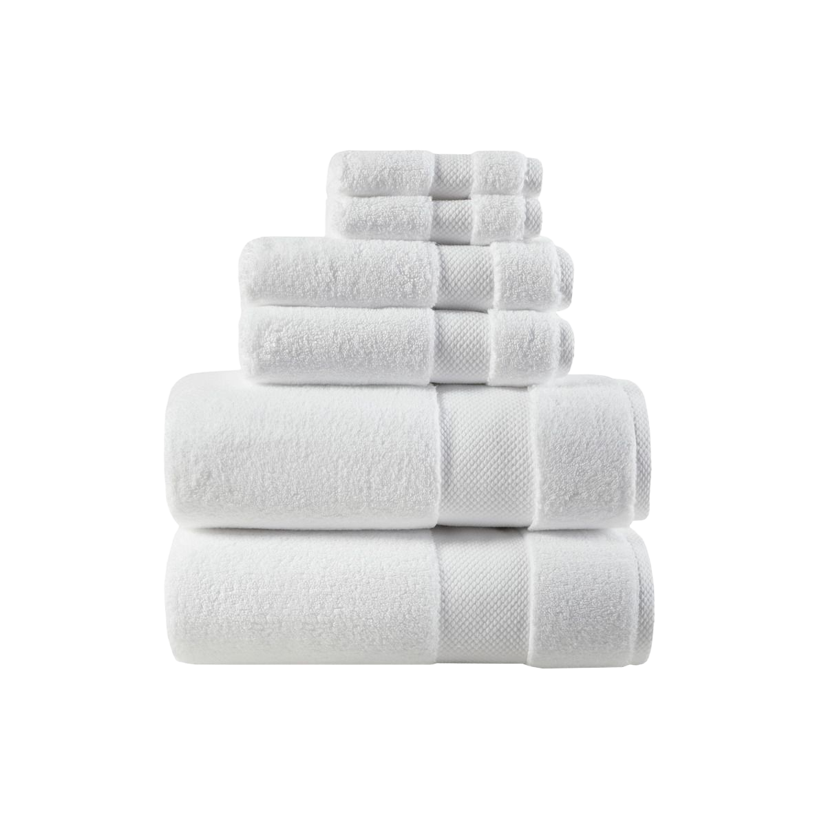 Madison Park Signature Splendor White 100% Cotton 6-Piece Towel Set