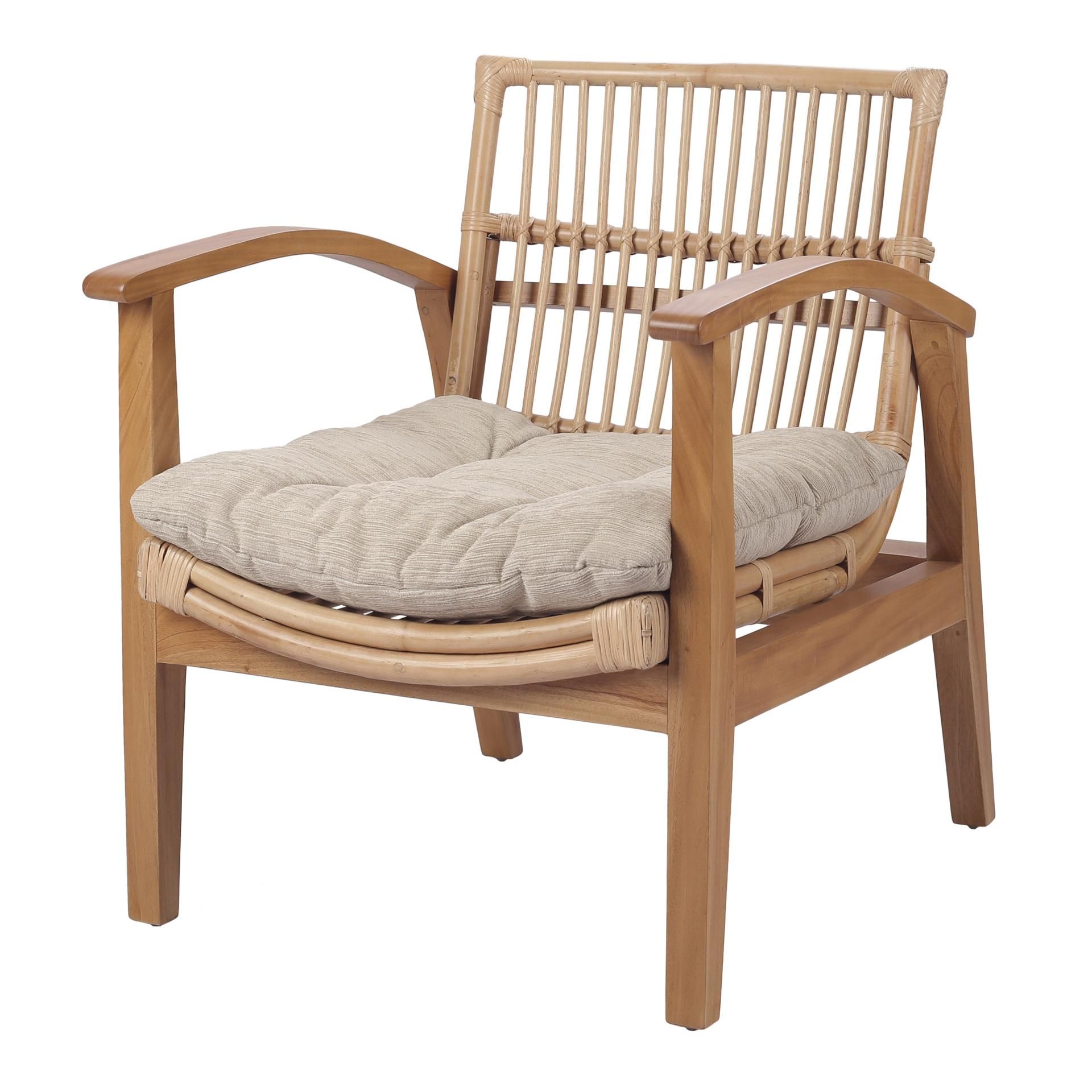 Noelie rattan lounge chair with white cushion hot sale