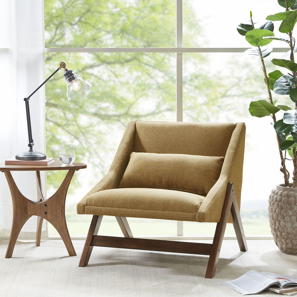 Ink+ivy Boomerang Mustard Yellow/pecan Accent Chair at allmine.com