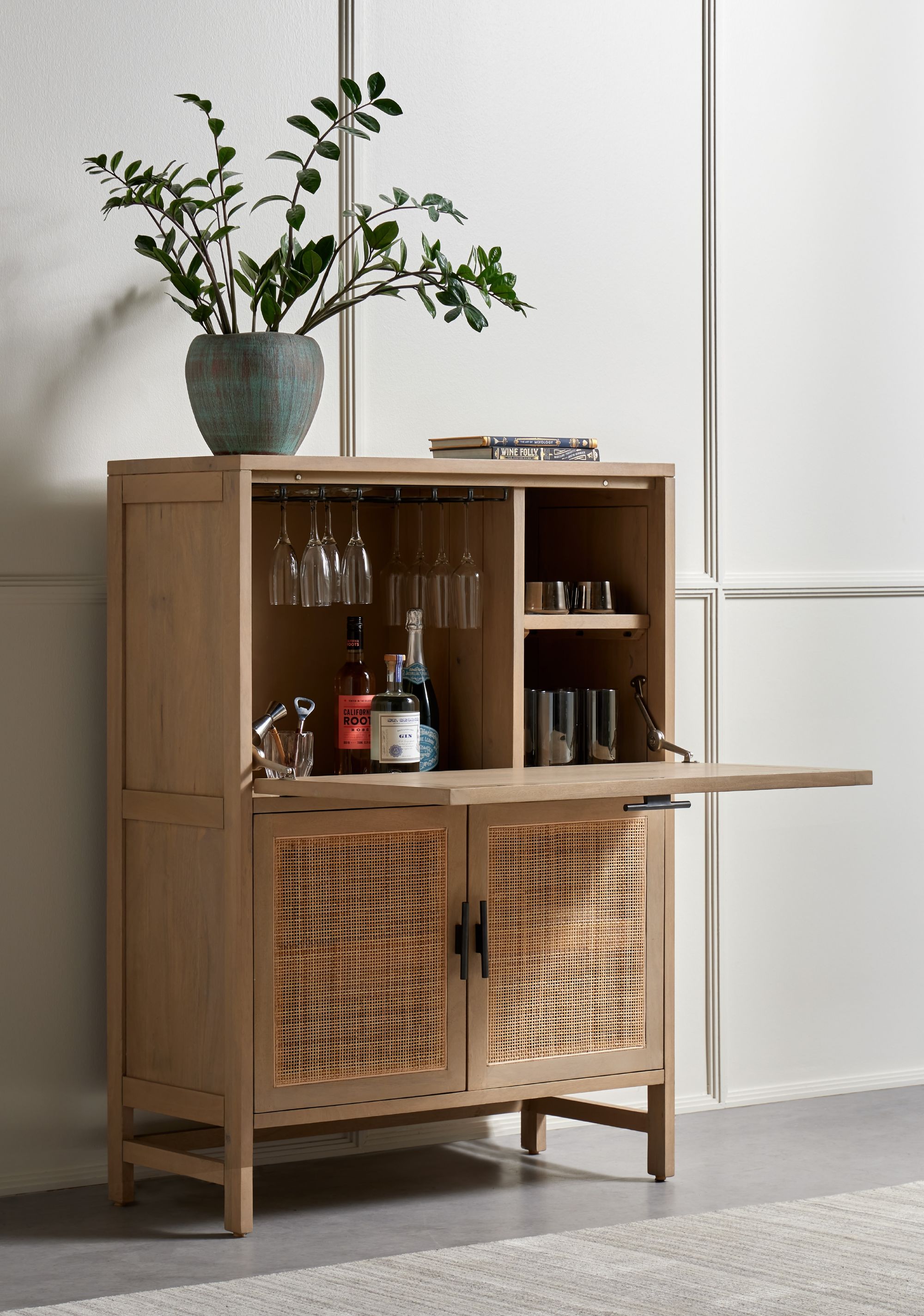 Rattan best sale wine cabinet