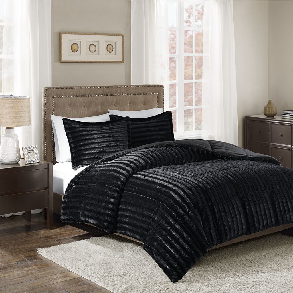 Madison Park Duke Faux Fur Comforter - Thumbnail 4