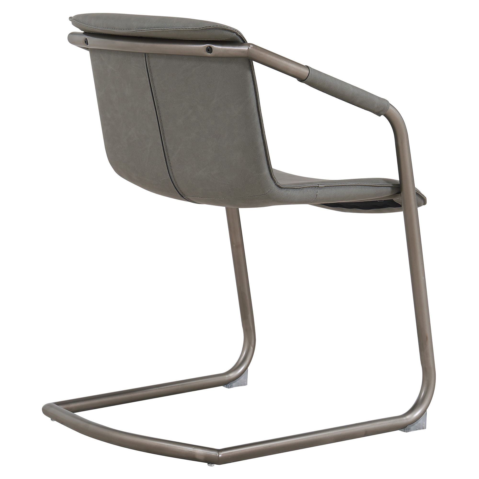 Grey leather discount cantilever dining chairs