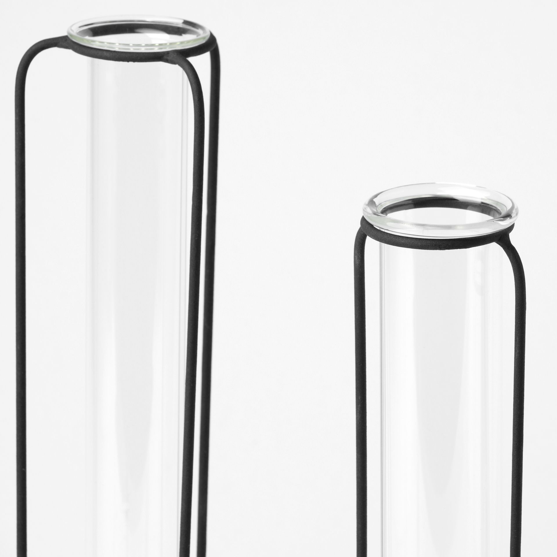 Beeker Set Of Three Black Metal Test Tube Style Vases at