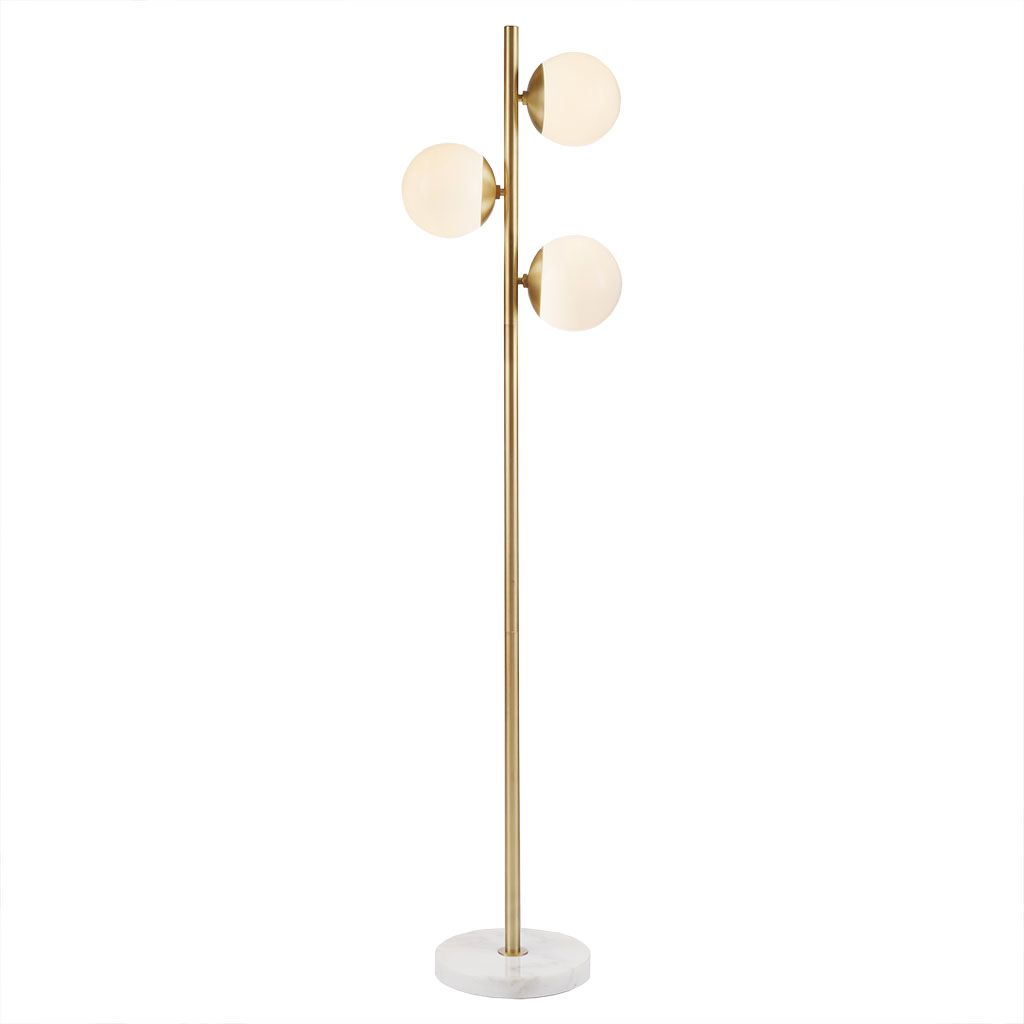 Ink+ivy Holloway White/gold 3-Globe Light Floor Lamp With Marble