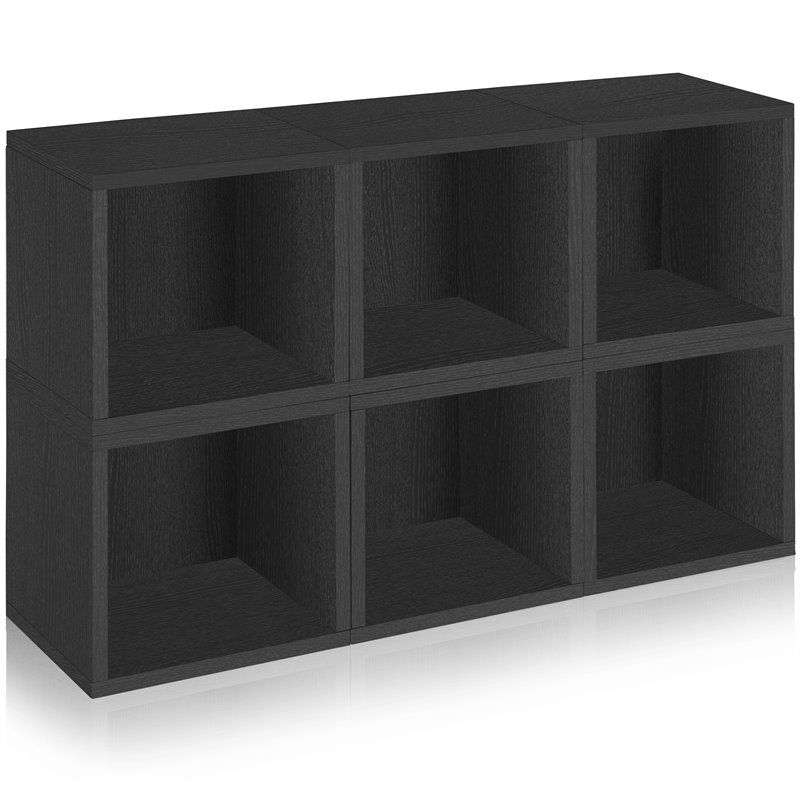 Way Basics Stackable Modular Storage 6 Cubes, Black