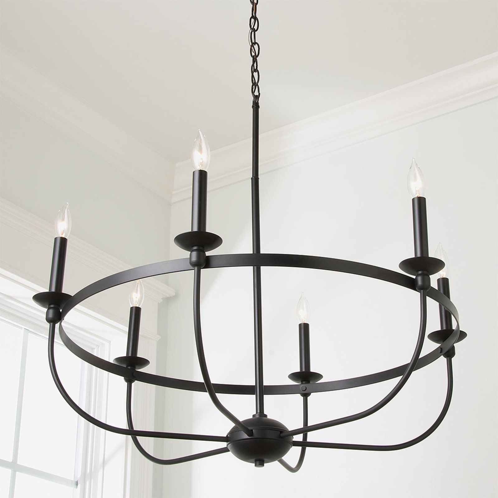 Black basket store chandelier