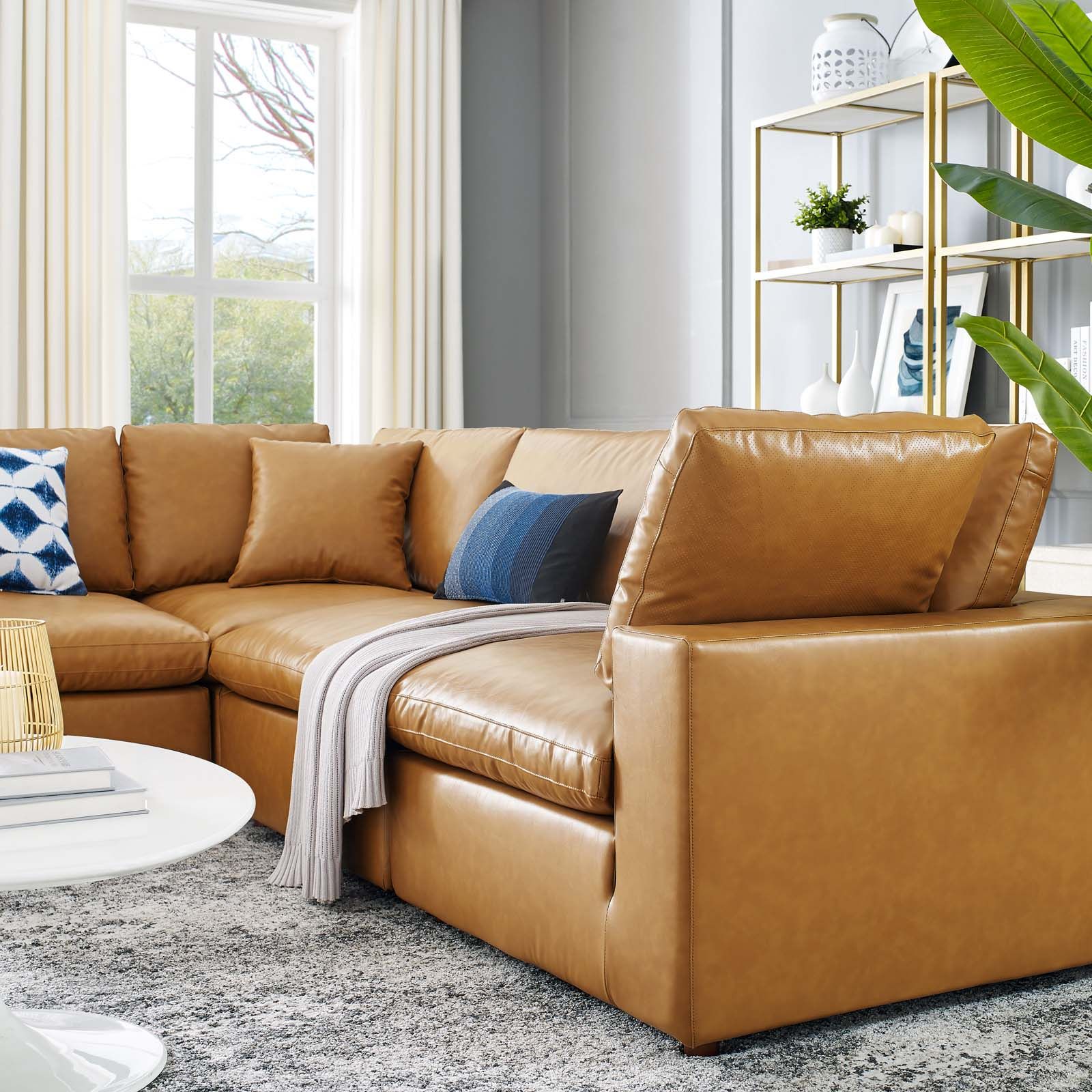 Down filled leather sectional hotsell