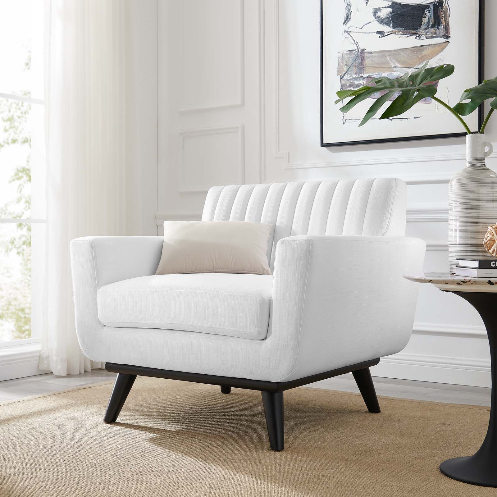 White discount tufted armchair