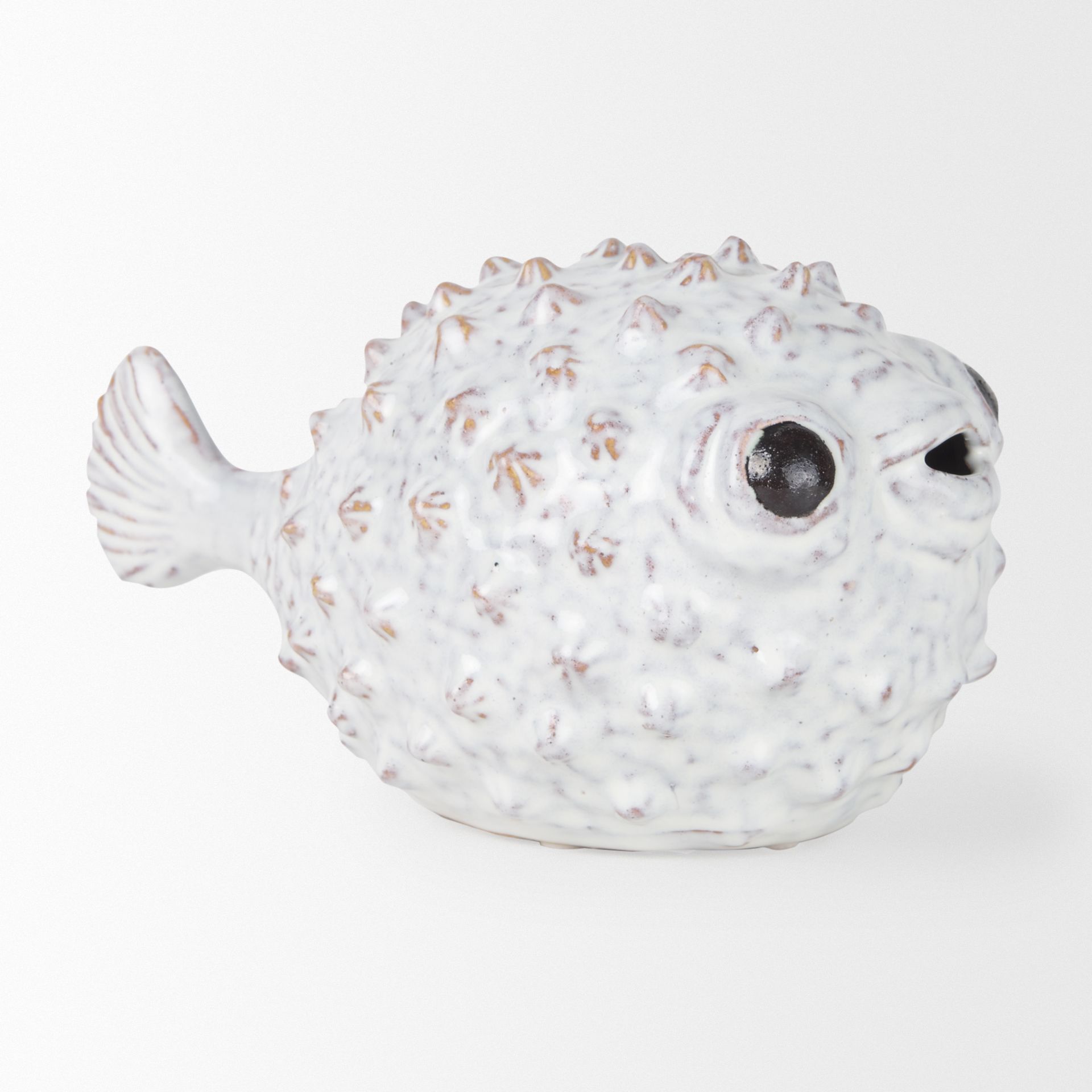 FishMum Spike Ii (large) 10l X 6w Off-White Ceramic Puffer Fish at