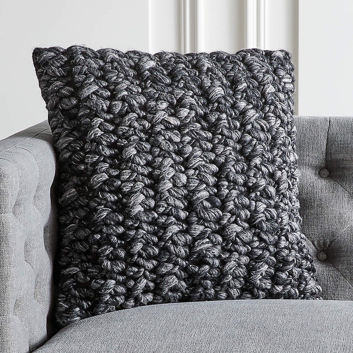 Black shop knit pillow