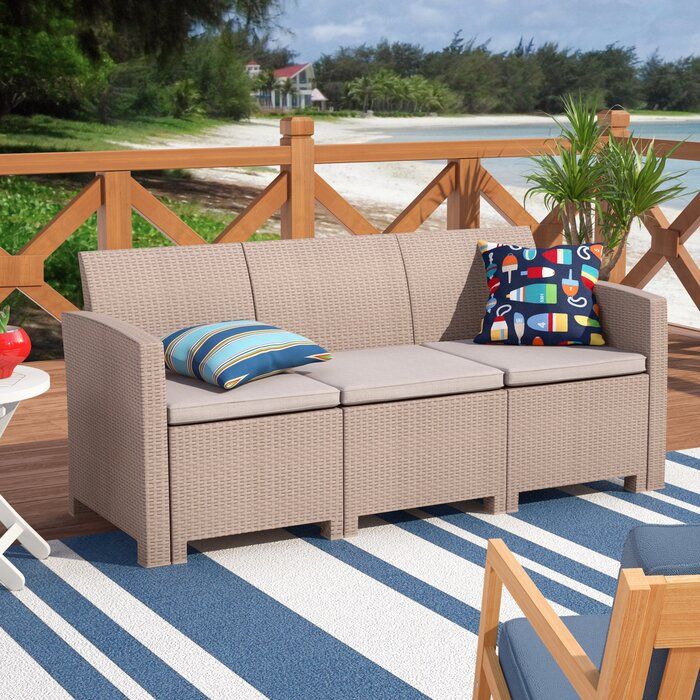 Patio sofa with cushions hot sale