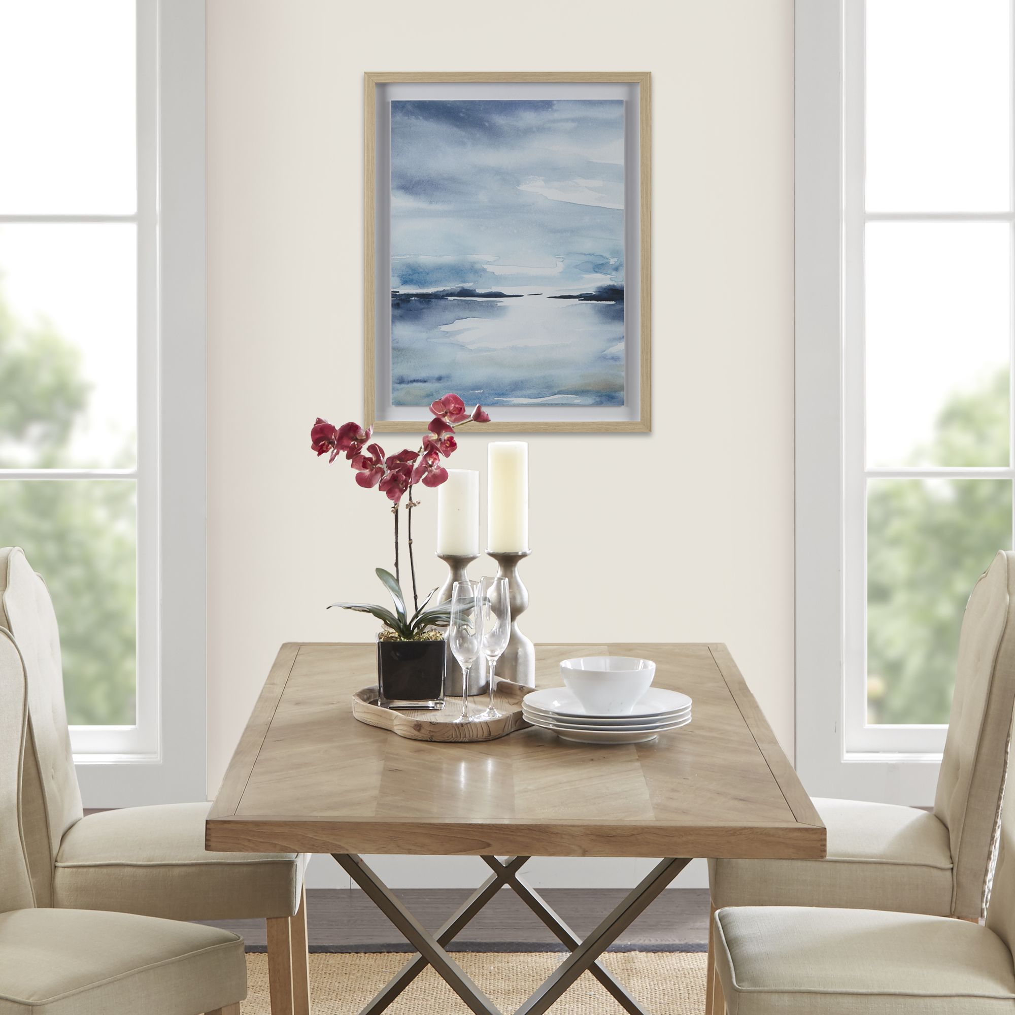 Sparkling Sea Framed Glass And Single Matted Abstract Landscape