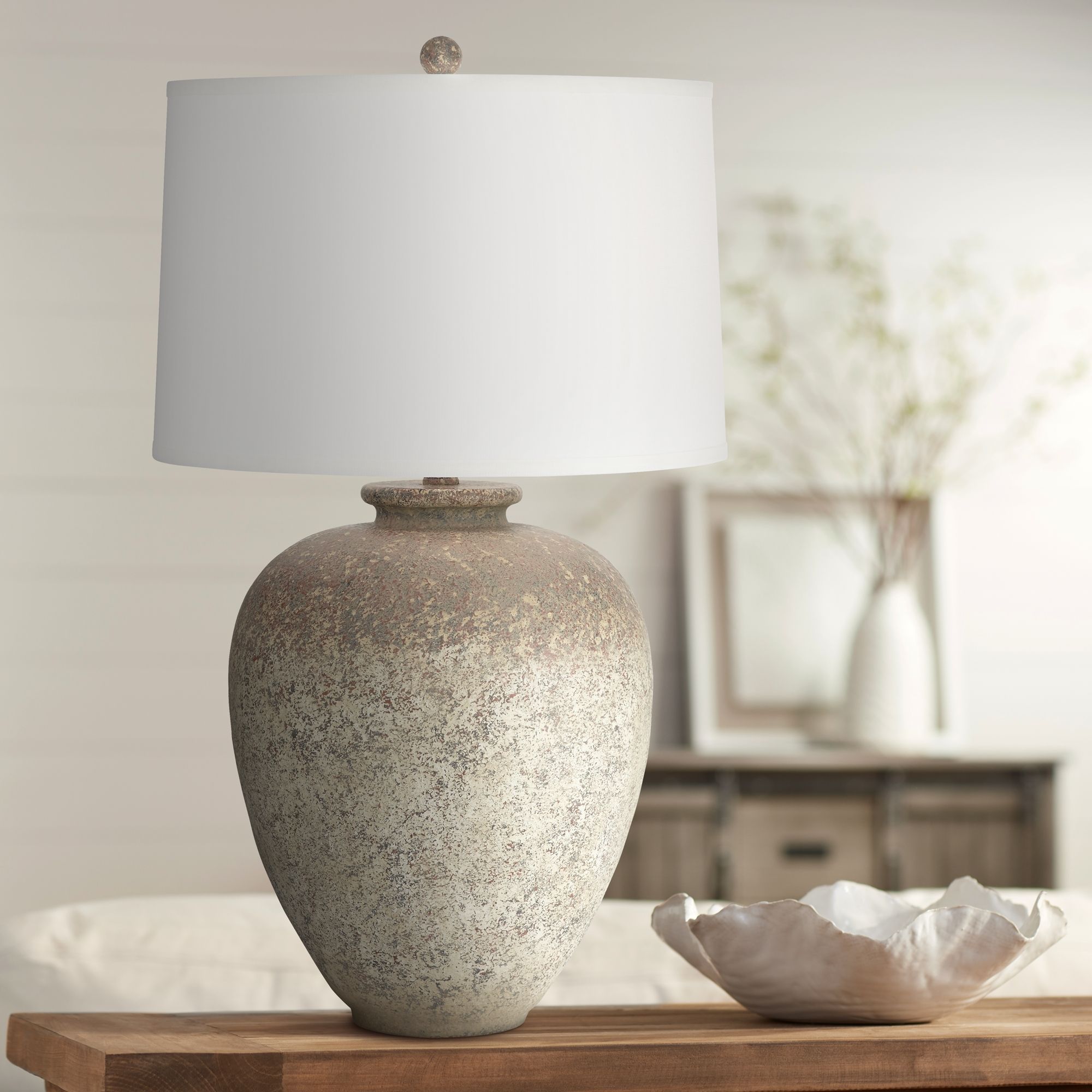 Buy Habitat Conical Ceramic Table Lamp - Olive & Beige | Table lamps |  Habitat