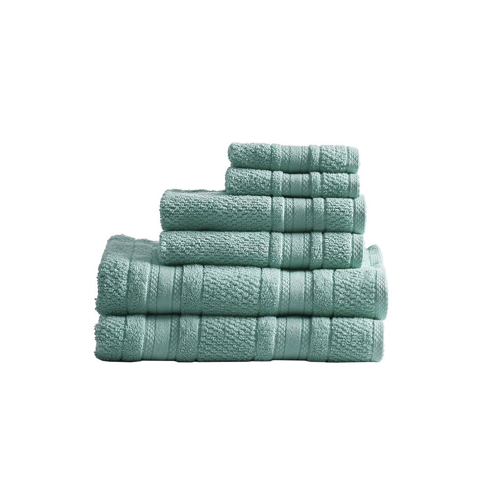 Madison Park Essentials Seafoam Adrien Super Soft 6 Piece Cotton Towel Set