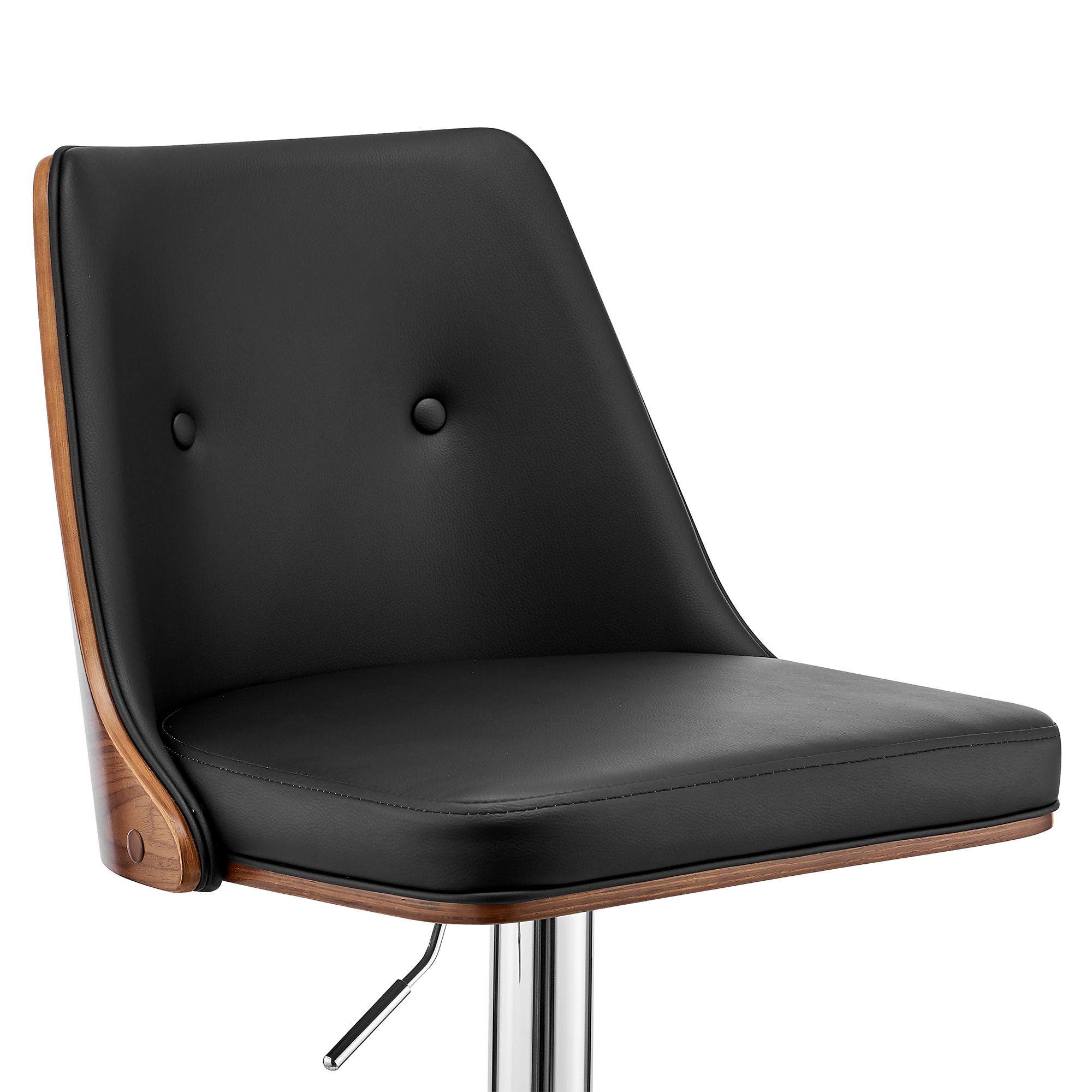 BRUNT LOWER CHAIR 夜チョコカスタム品 Jacob Adjustable Swivel Black Faux Leather And Walnut Wood Bar