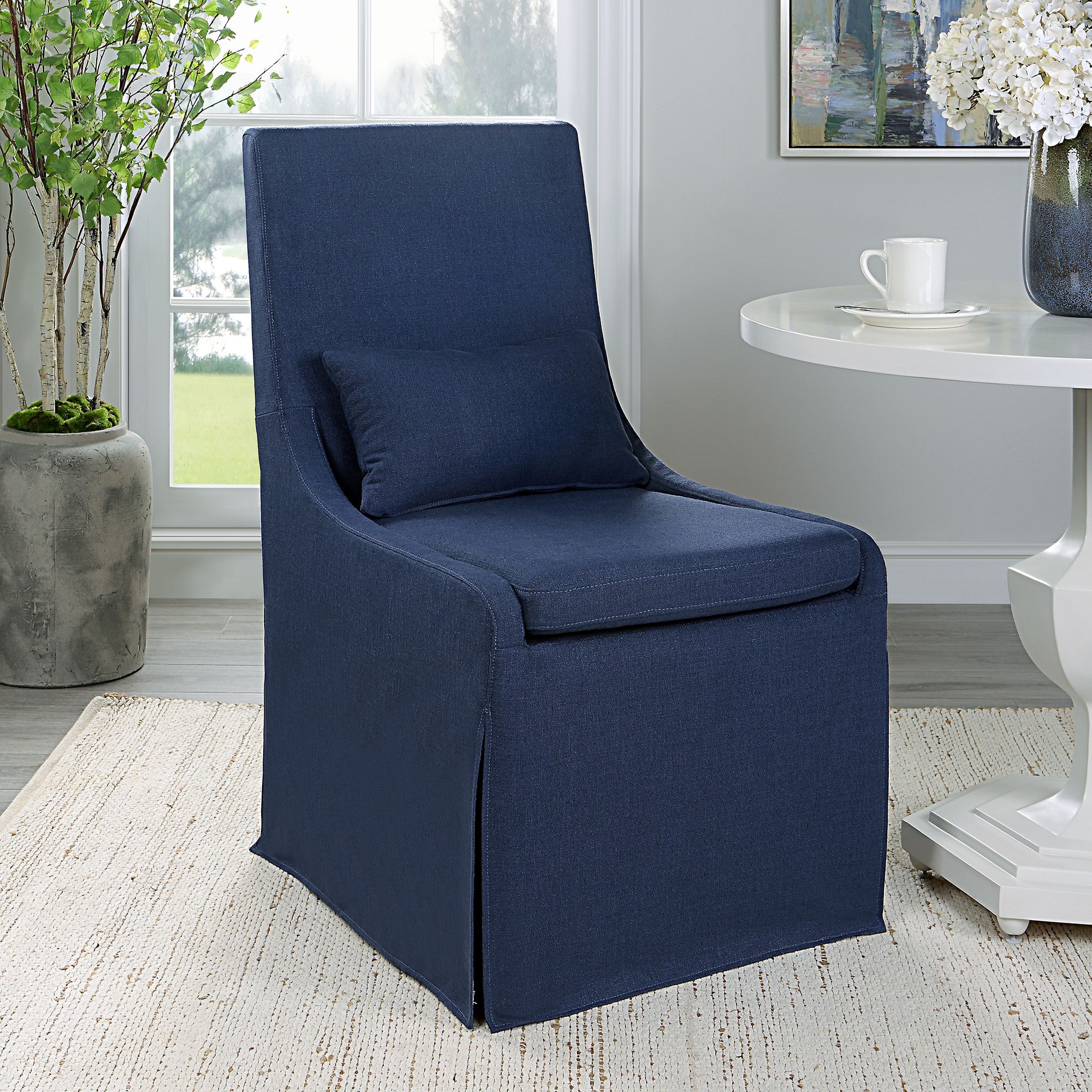 Denim chair and online ottoman