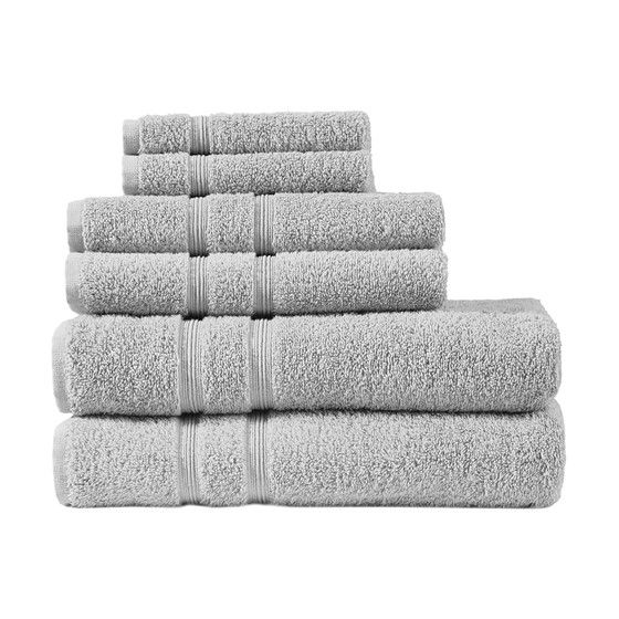 Aegean 100% Turkish Cotton 6 Piece Towel Set Gray