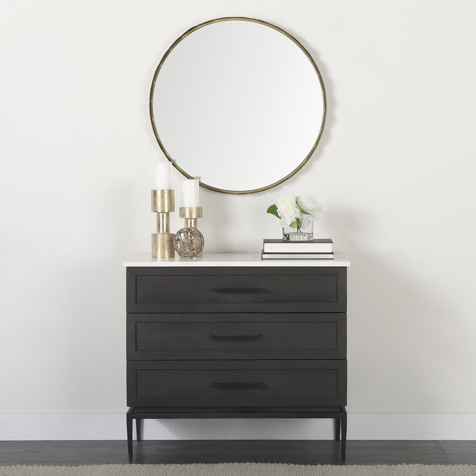 black dresser with white marble top Maison Jansen, Hollywood Regency, Large Commode, Black Wood, Marble, 1 main image 1