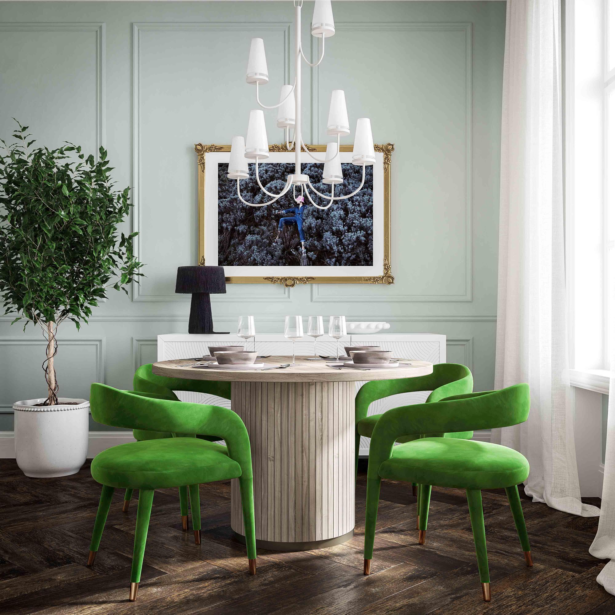 Velvet green dining room chairs discount