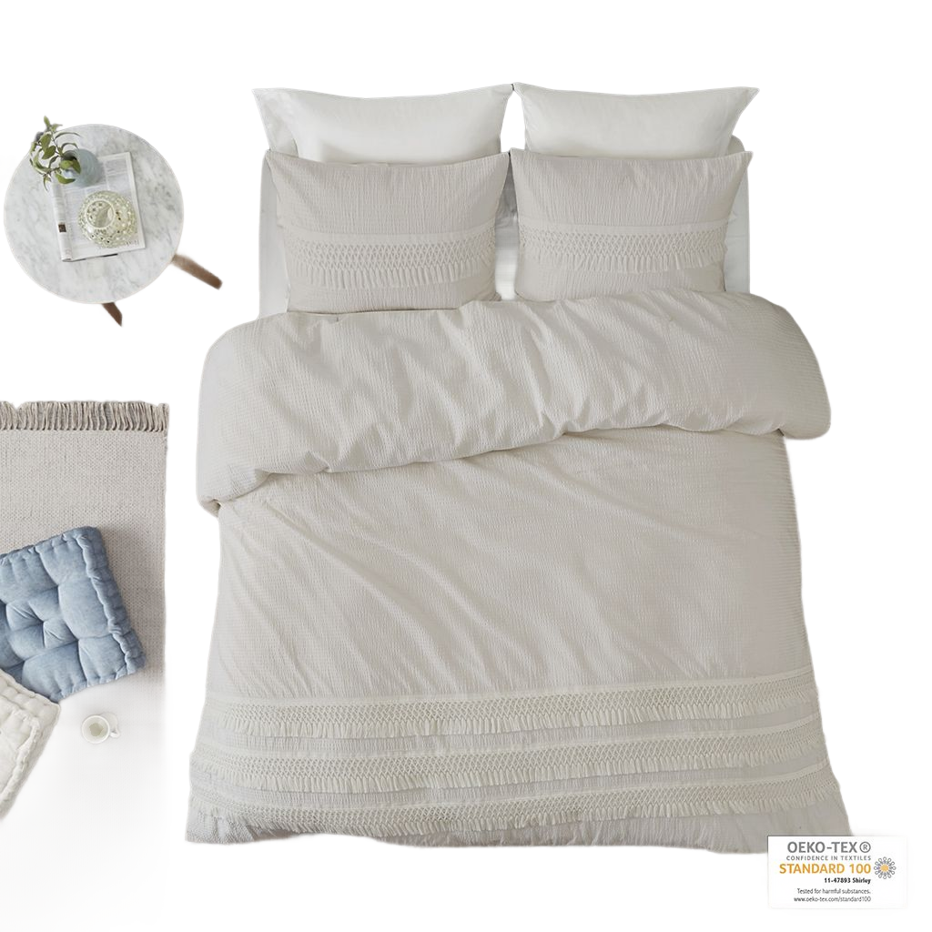 Shops 100% Cotton Seersucker w/ Tassels Duvet Cover Set