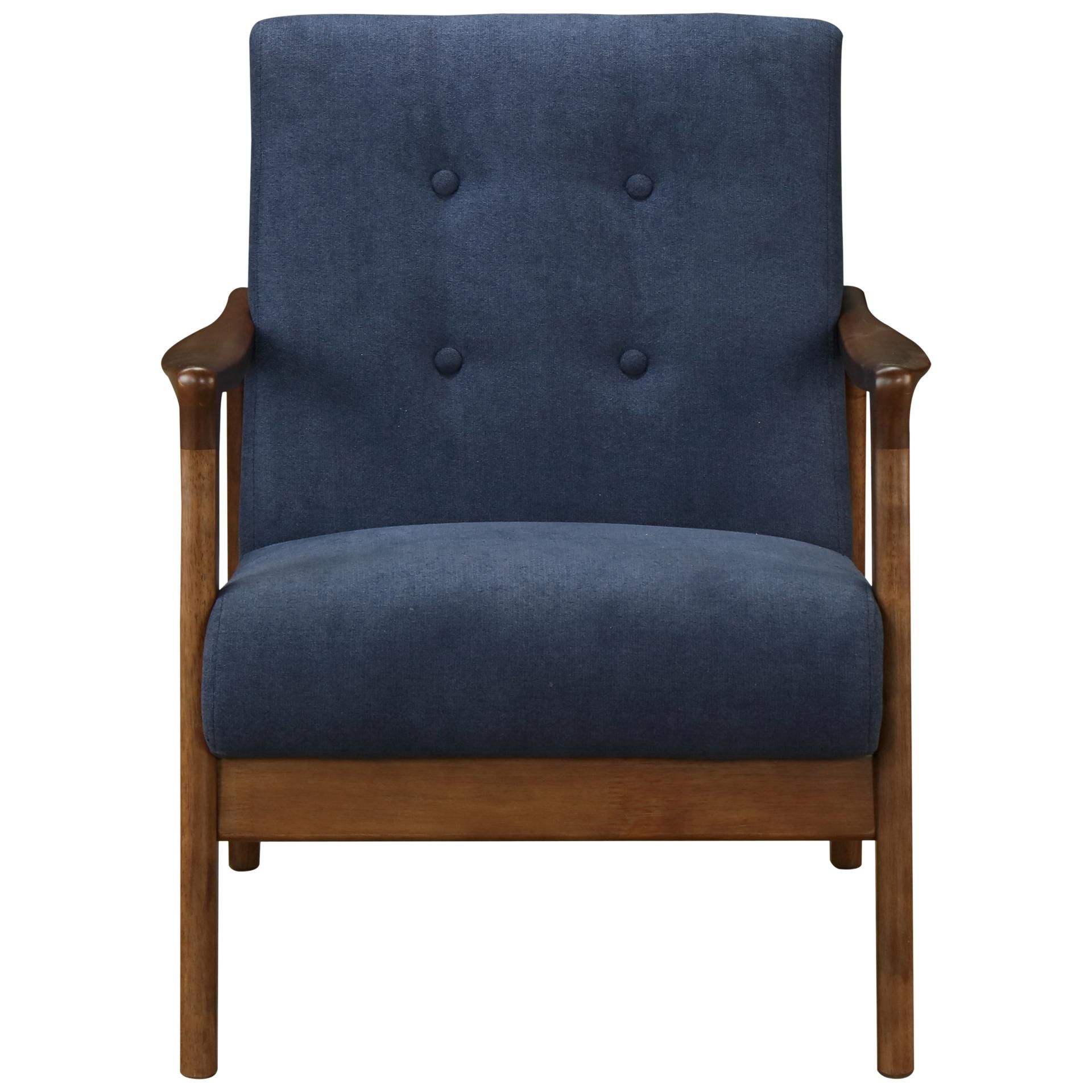 Nicholas Kd Accent Arm Chair Dark Walnut Frame, Studio Dark Blue