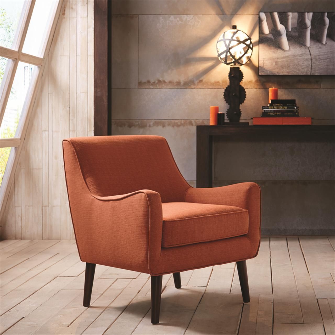 Madison Park Oxford Burnt Orange Mid-Century Accent Chair at
