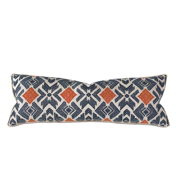 The Linden Navy Blue Extra Long Lumbar Throw Pillow