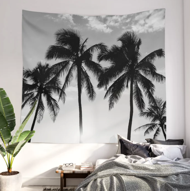 Black and white palm best sale tree tapestry