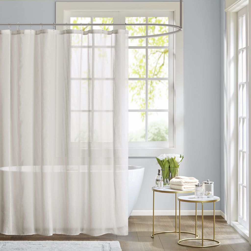 Madison Park Anna White Sheer Shower Curtain At Allmine Com