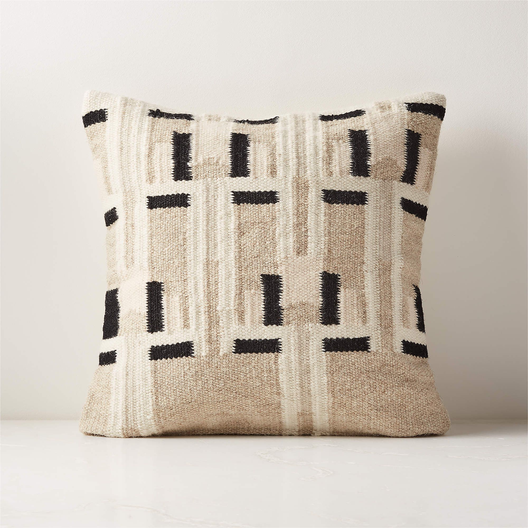 Woven Striped Square Throw Pillow Black/Ivory - Threshold™